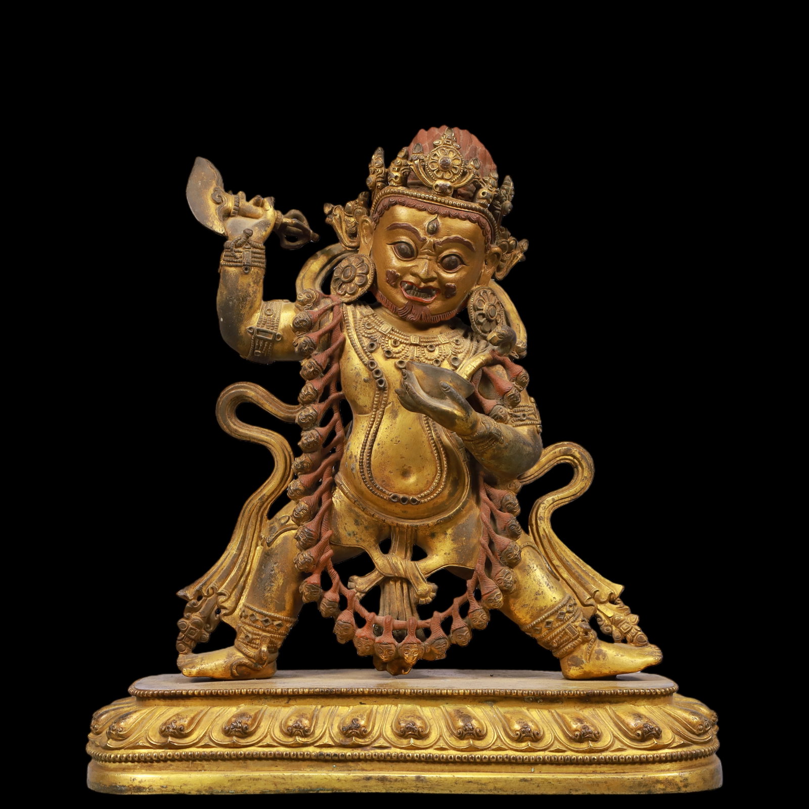 A Exquisite Gilt Bronze Statue of Mammon: A Exquisite Gilt Bronze Statue of Mammon Ming Dynasty, China Size:12.2inx5.5inx13.2in Weight:7000g铜鎏金财神佛像 中国明代