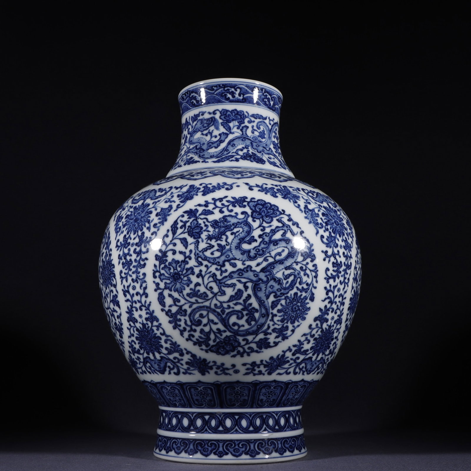An Exquisite Blue and White Lotus Pattern Dragon Pattern Vase (1 of 9)