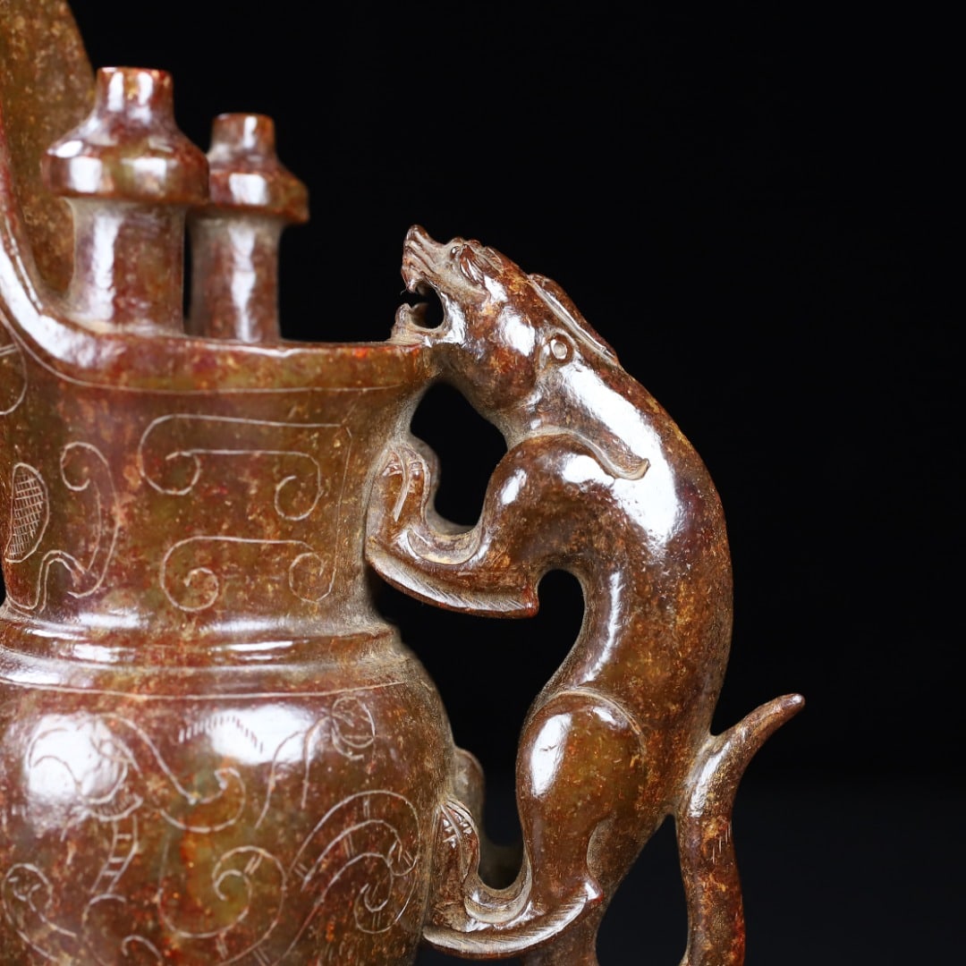 An Exquisite White Jade Phoenix Pattern Goblet - 2