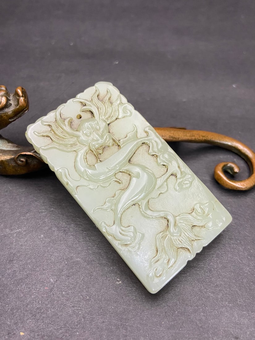 An Exquisite White Jade Dragon Pattern Brand - 2