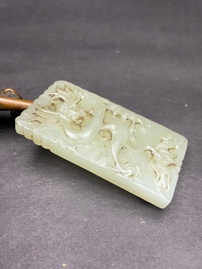 An Exquisite White Jade Dragon Pattern Brand - 7