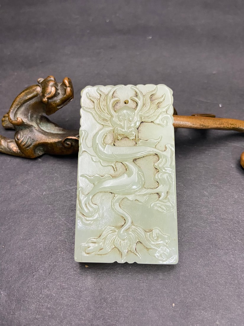 An Exquisite White Jade Dragon Pattern Brand - 9