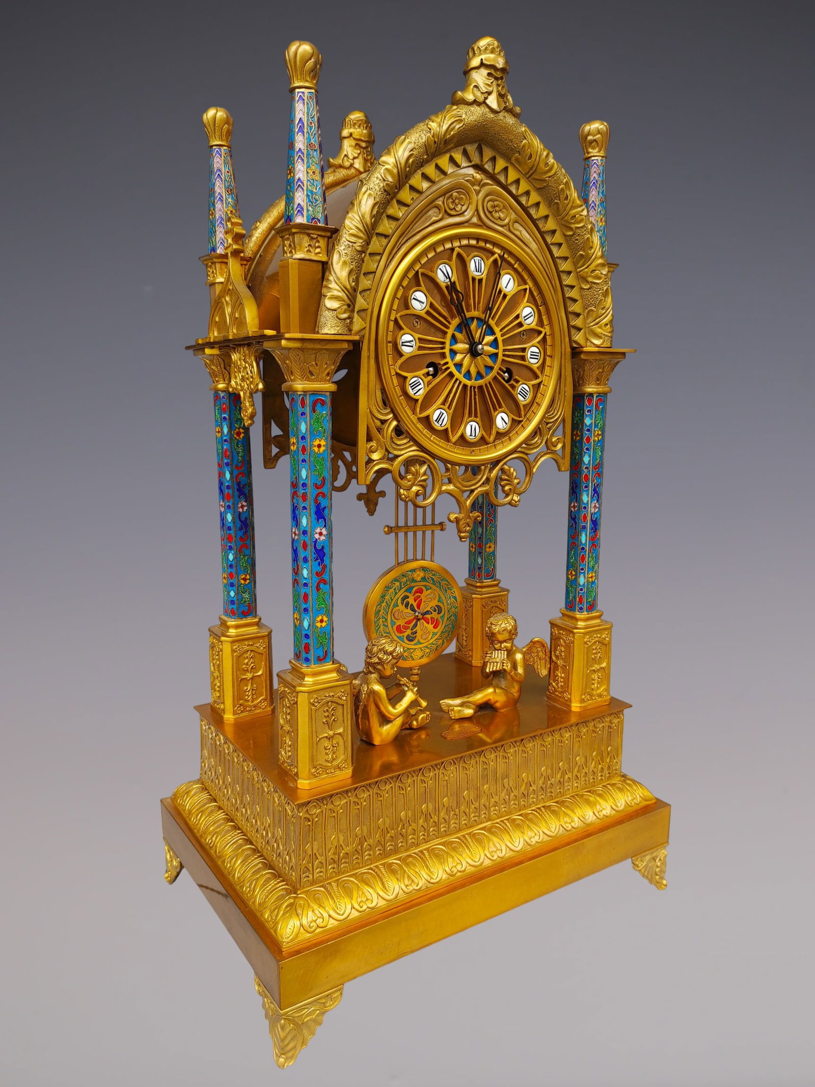 An Exquisite Gilt Bronze Lotus Pattern Clock - 2