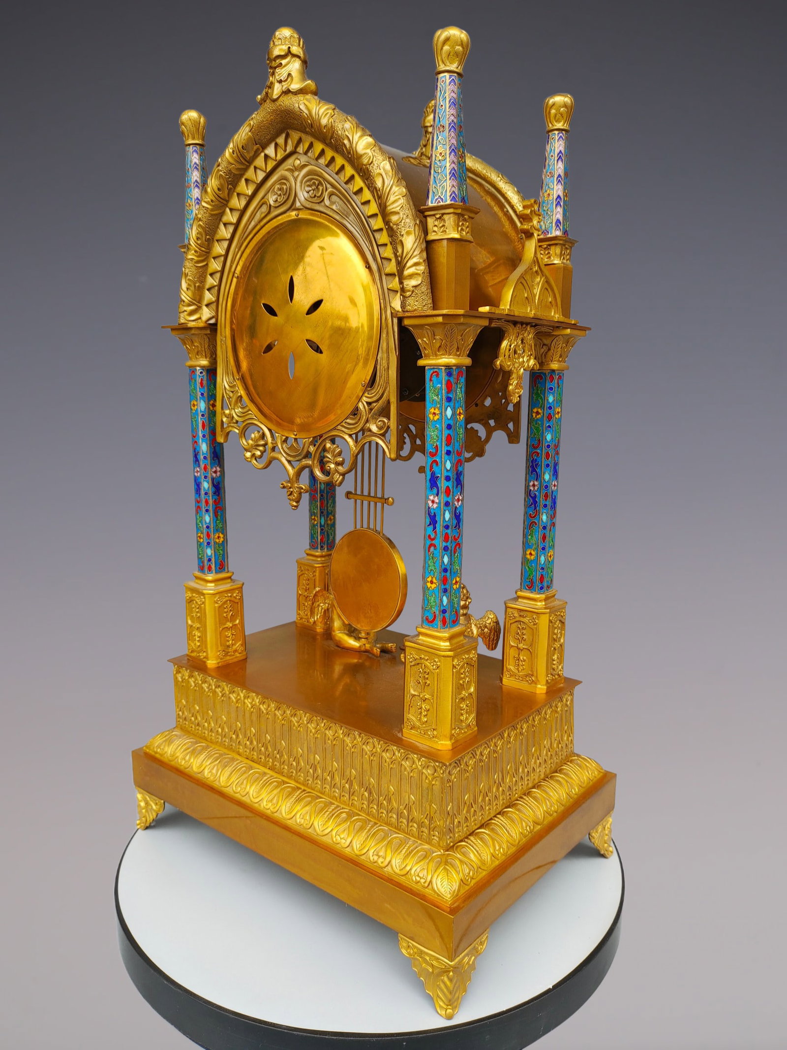 An Exquisite Gilt Bronze Lotus Pattern Clock - 4