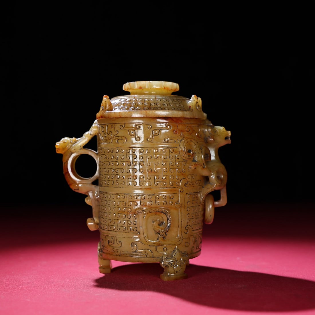 An Exquisite White Jade Phoenix Pattern Cup - 2