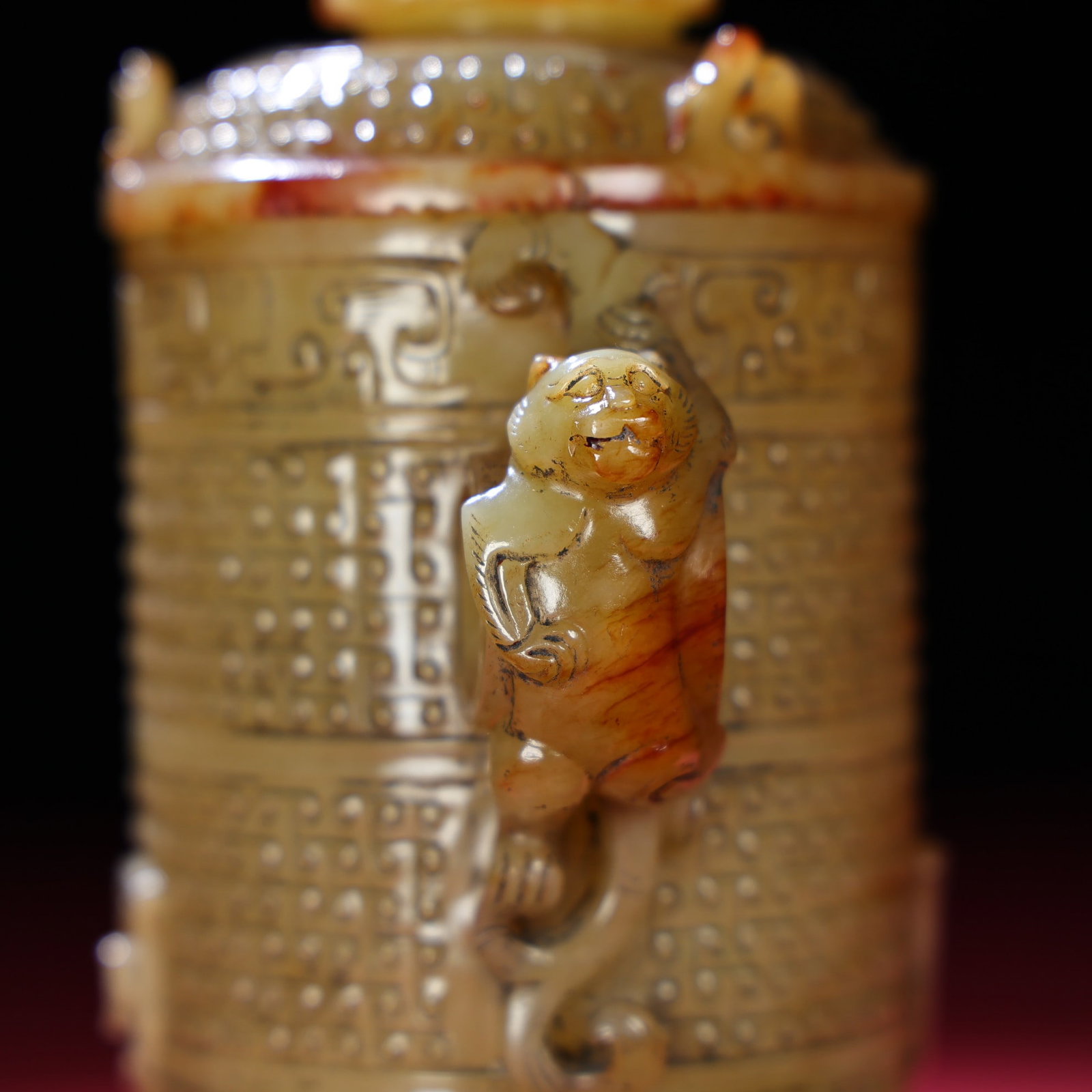 An Exquisite White Jade Phoenix Pattern Cup - 5