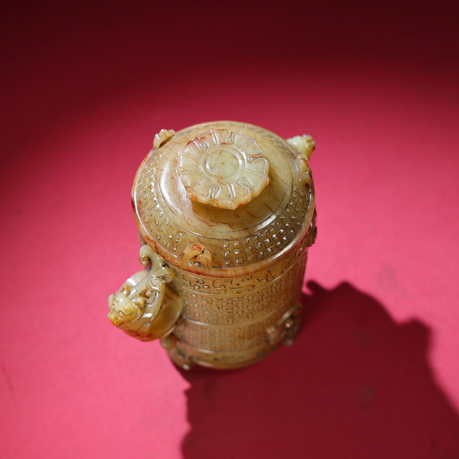 An Exquisite White Jade Phoenix Pattern Cup - 6