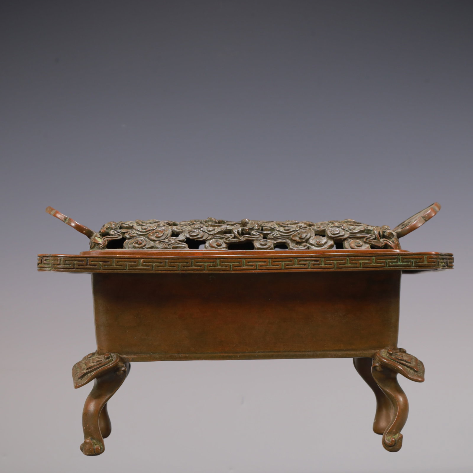 A Exquisite Coppery Bats Pattern Censer - 5