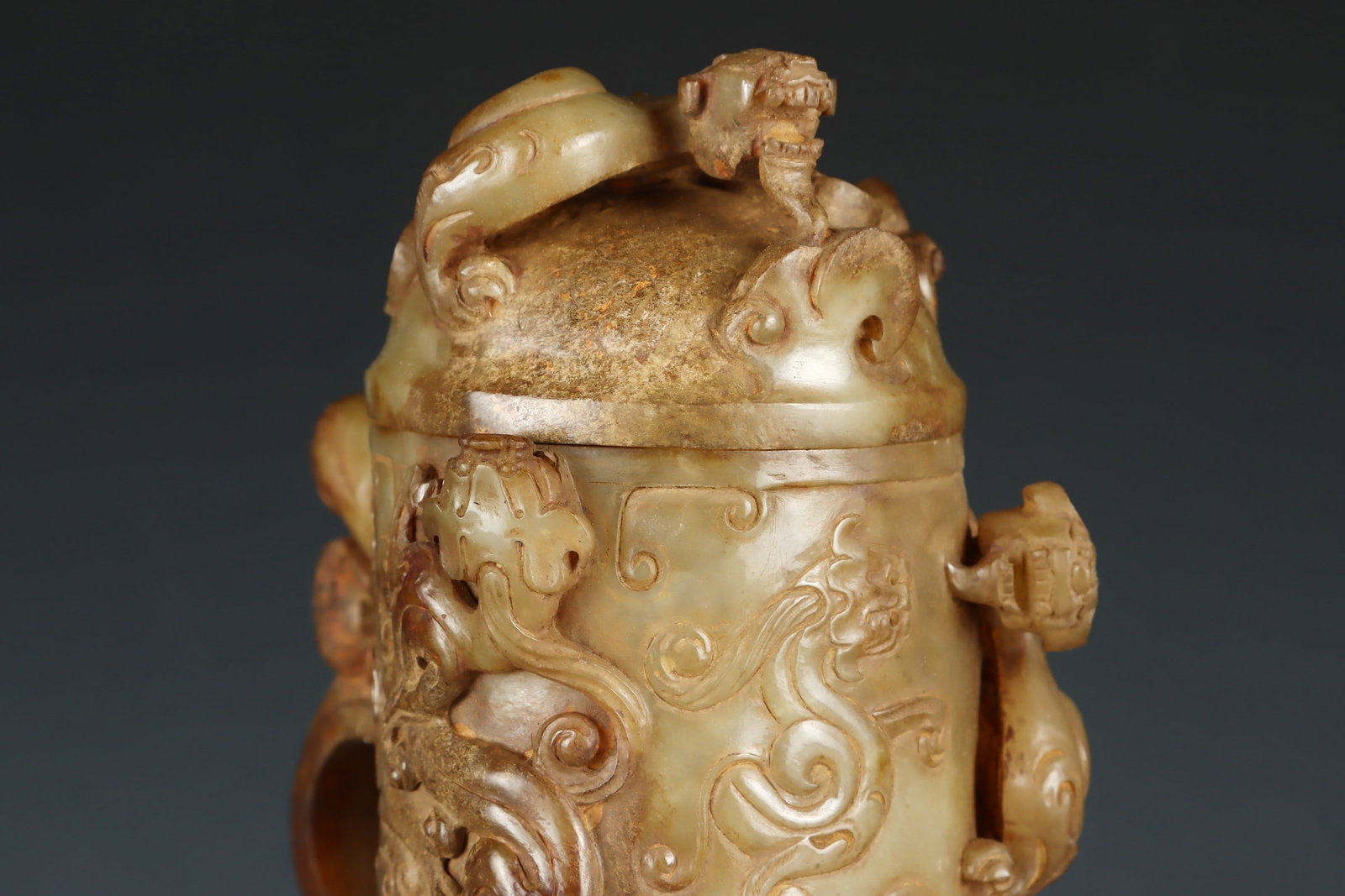 An Exquisite White Jade Dragon Pattern Cup - 4