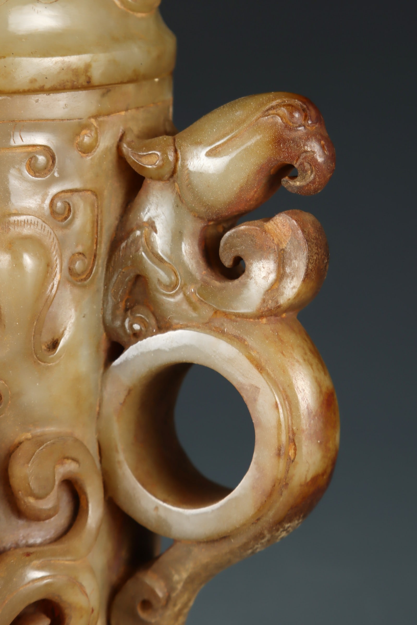 An Exquisite White Jade Dragon Pattern Cup - 6