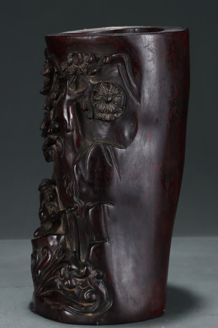 An Exquisite Eaglewood Flower Pattern Brush Pot - 5