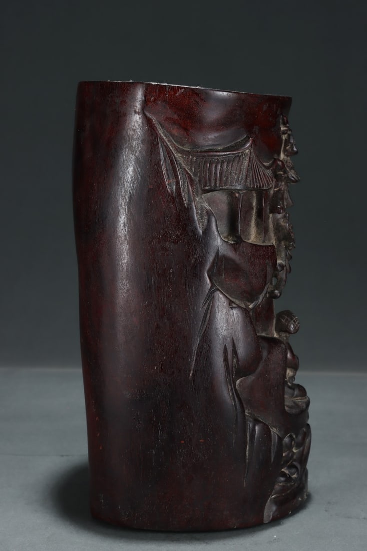 An Exquisite Eaglewood Flower Pattern Brush Pot - 7