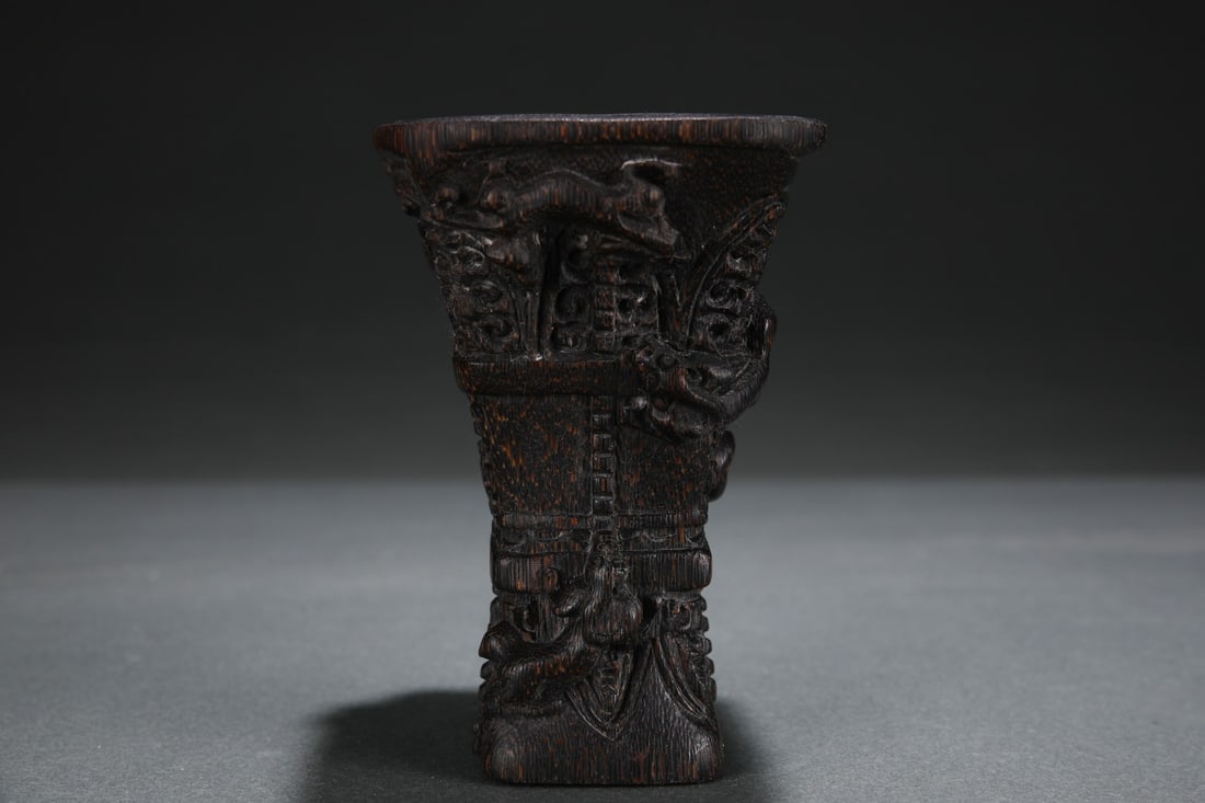 An Exquisite Eaglewood Beast-Face Pattern Goblet - 3