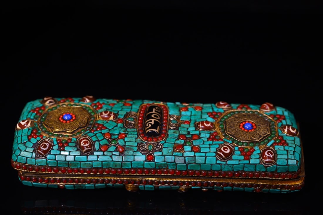 An Exquisite Wooden Painted Color Scripture: An Exquisite Wooden Painted Color Scripture Qing Dynasty, China Size:9.1inx3.1in Weight:750g木胎彩绘经书 中国清代 Size:23cmx8cm Weight:750g