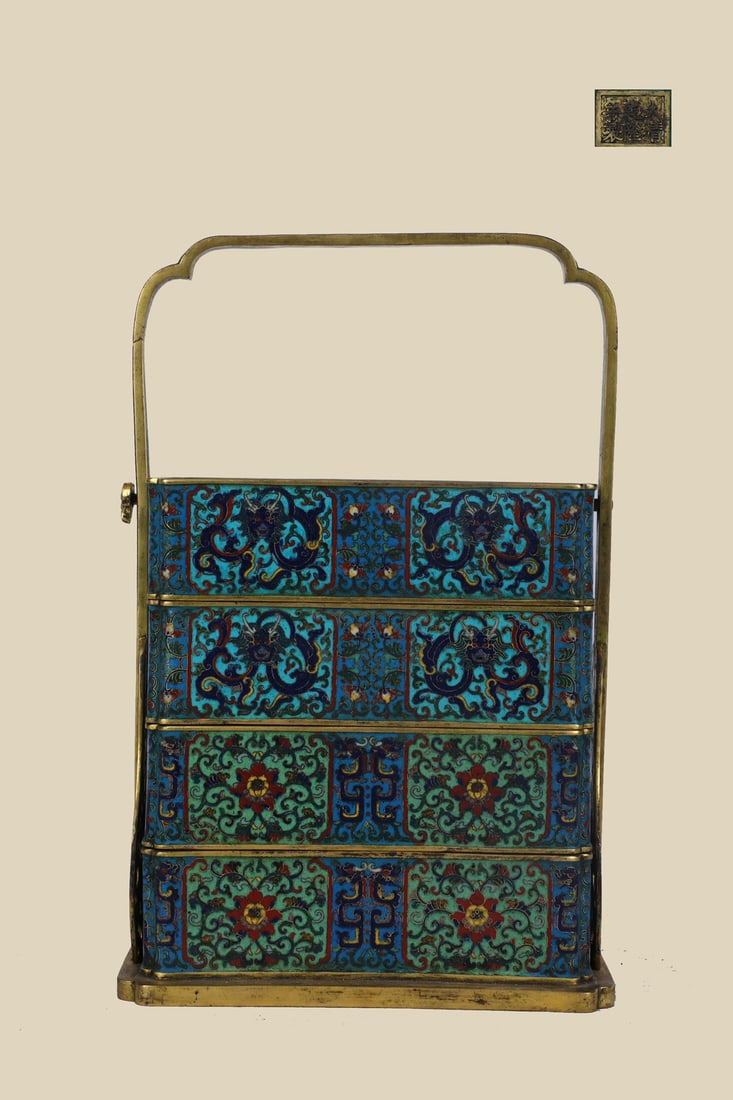 An Exquisite Cloisonne Lotus Pattern Dragon Pattern Box: An Exquisite Cloisonne Lotus Pattern Dragon Pattern Box Qing Dynasty, China Qianlong Six-character Mark Size:8.7inx5.9inx13.8in