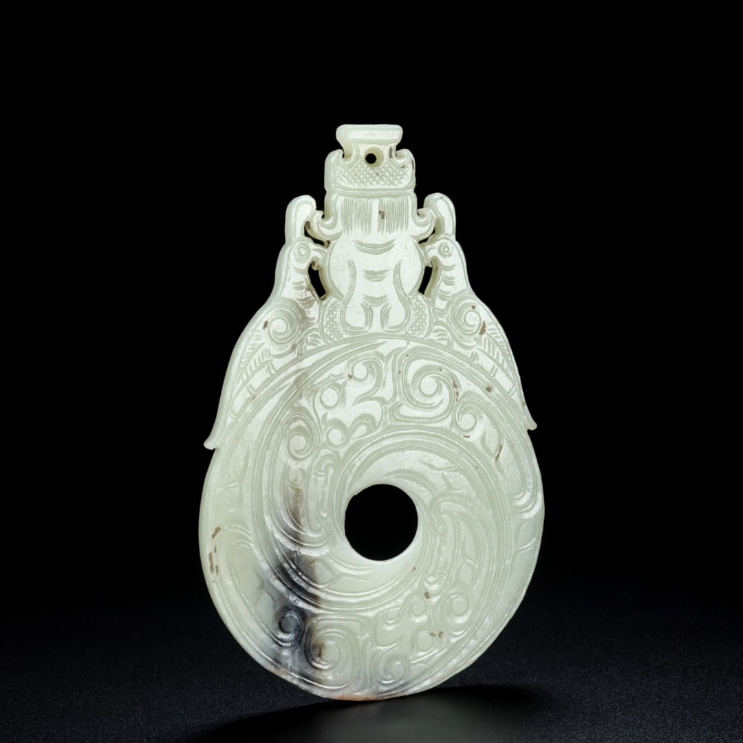 An Exquisite White Jade Figure Pattern Phoenix Pattern Ornament - 2