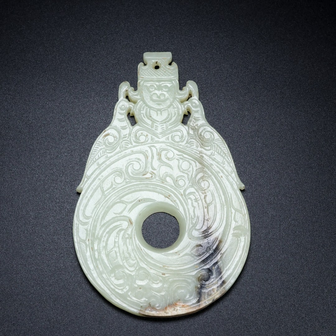 An Exquisite White Jade Figure Pattern Phoenix Pattern Ornament - 3