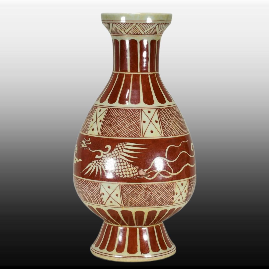 A Exquisite Underglaze-Red Phoenix Pattern Vase - 3
