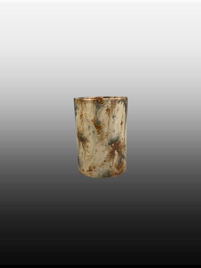 A Exquisite Stone Pattern Glazed Brush Pot - 4