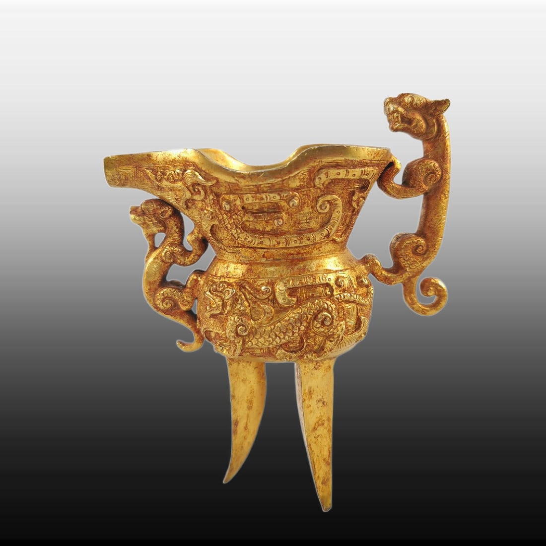 A Exquisite Gilt Bronze Dragon Pattern Goblet - 2