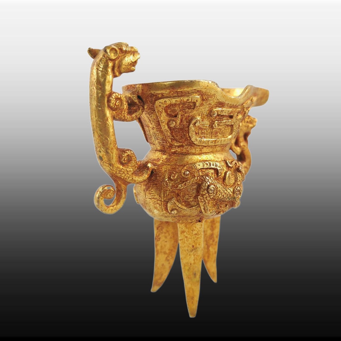 A Exquisite Gilt Bronze Dragon Pattern Goblet - 4