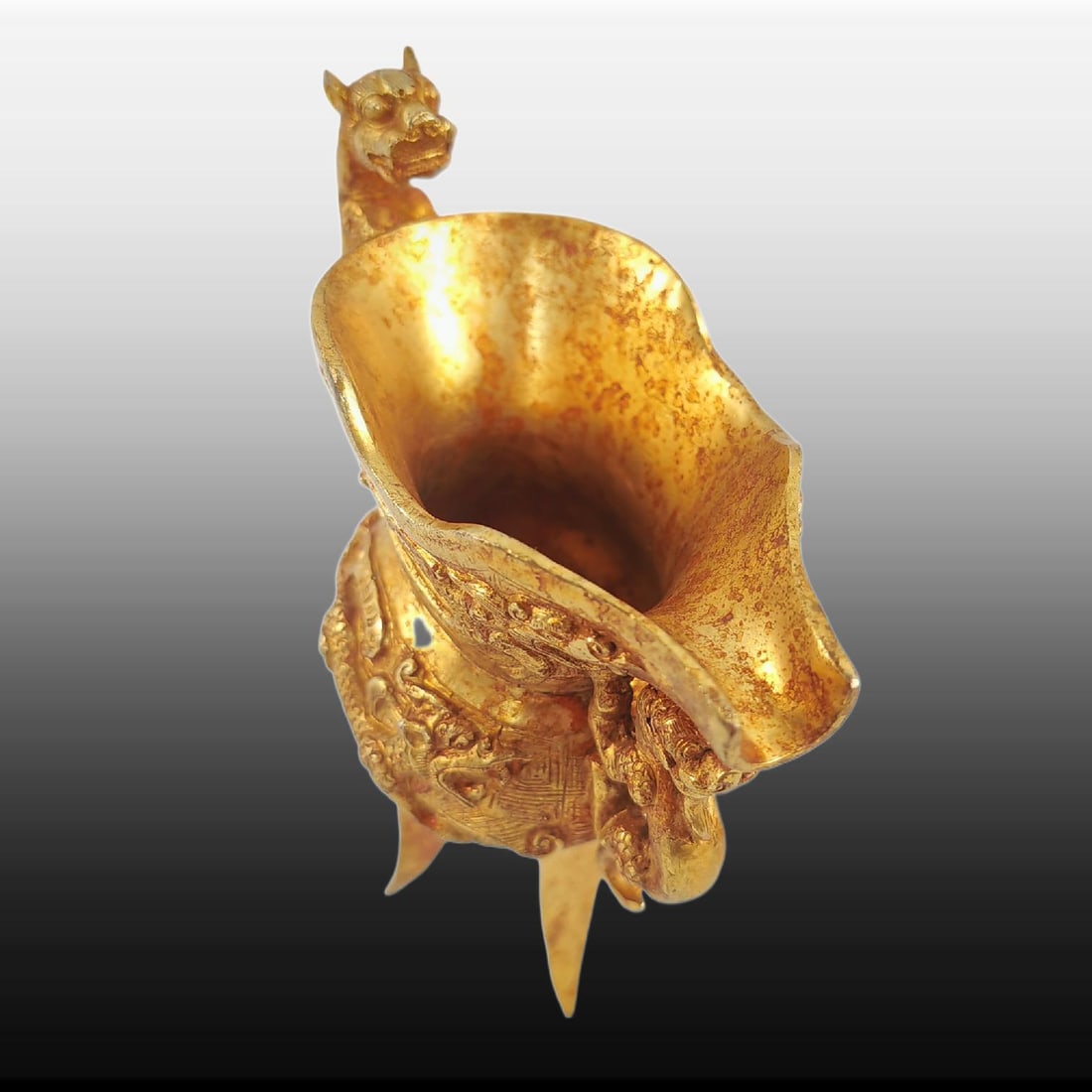 A Exquisite Gilt Bronze Dragon Pattern Goblet - 5