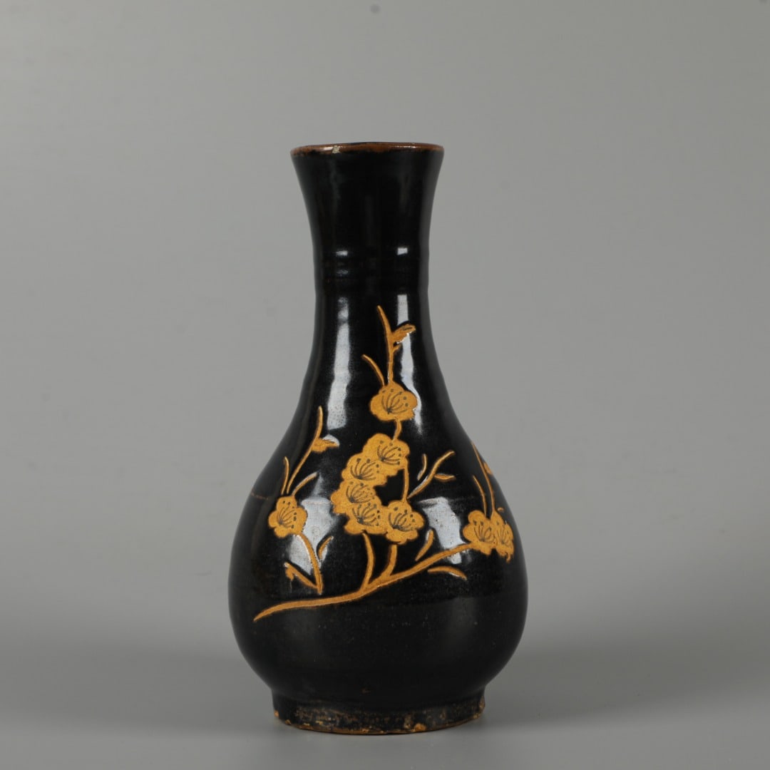 A Exquisite Black Glazed Flower Pattern Vase - 6