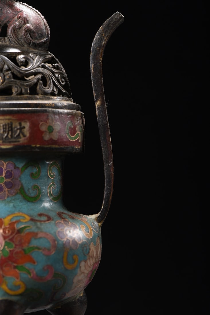 A Exquisite Cloisonne Lotus Pattern Double-Ears Censer - 3