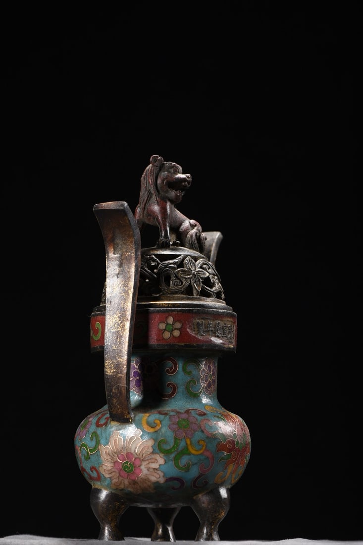 A Exquisite Cloisonne Lotus Pattern Double-Ears Censer - 5