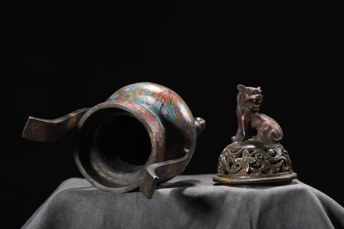 A Exquisite Cloisonne Lotus Pattern Double-Ears Censer - 8