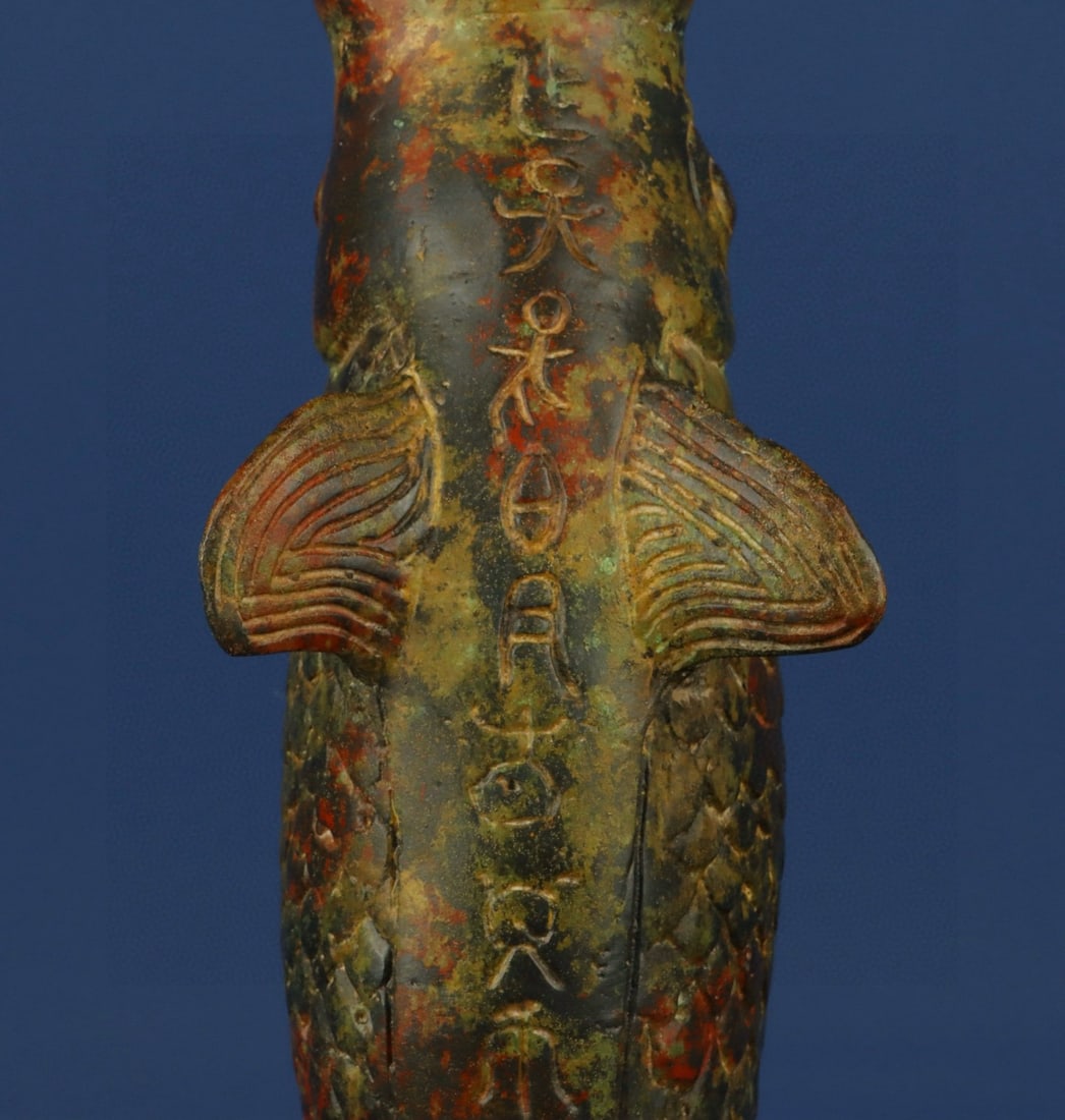 A Exquisite Bronze Fish Candlestick - 6