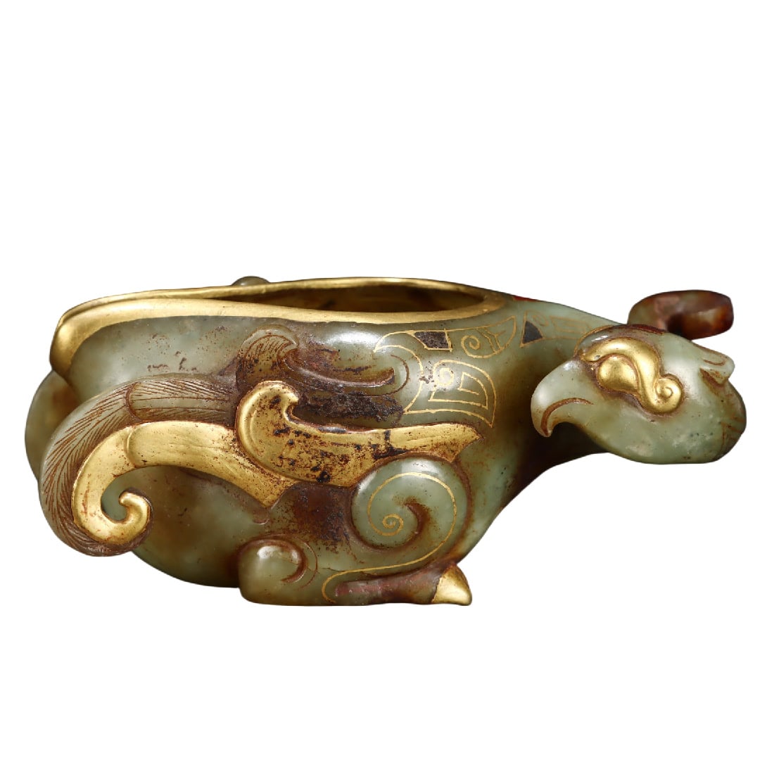 A Exquisite Hotan Jade Phoenix Brush Washer: A Exquisite Hotan Jade Phoenix Brush Washer,Han Dynasty, China,Size:4.5inx2in 和田玉凤水洗,中国汉代