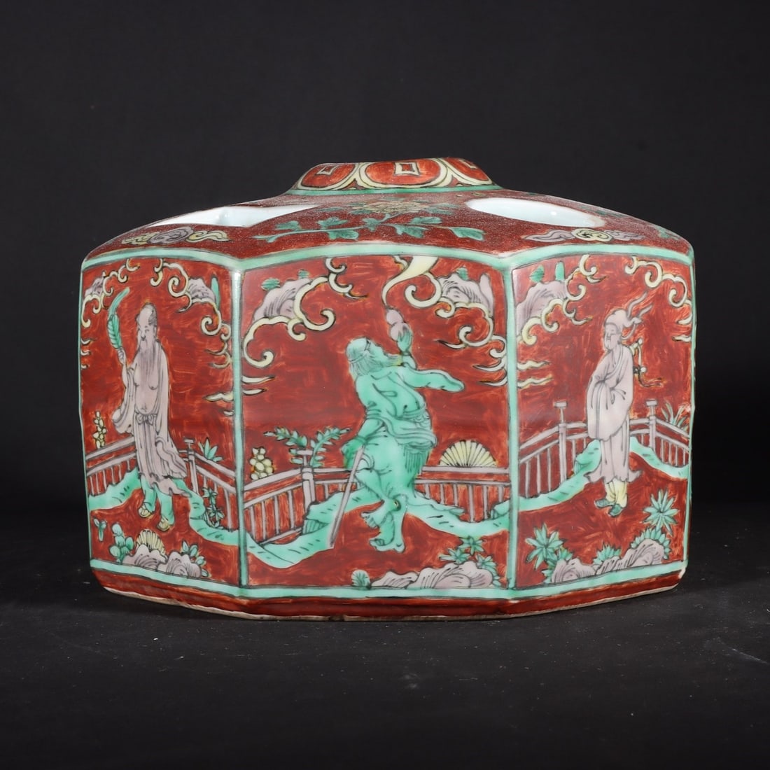 A Exquisite Red Ground Figures Pattern Water Pot - 2