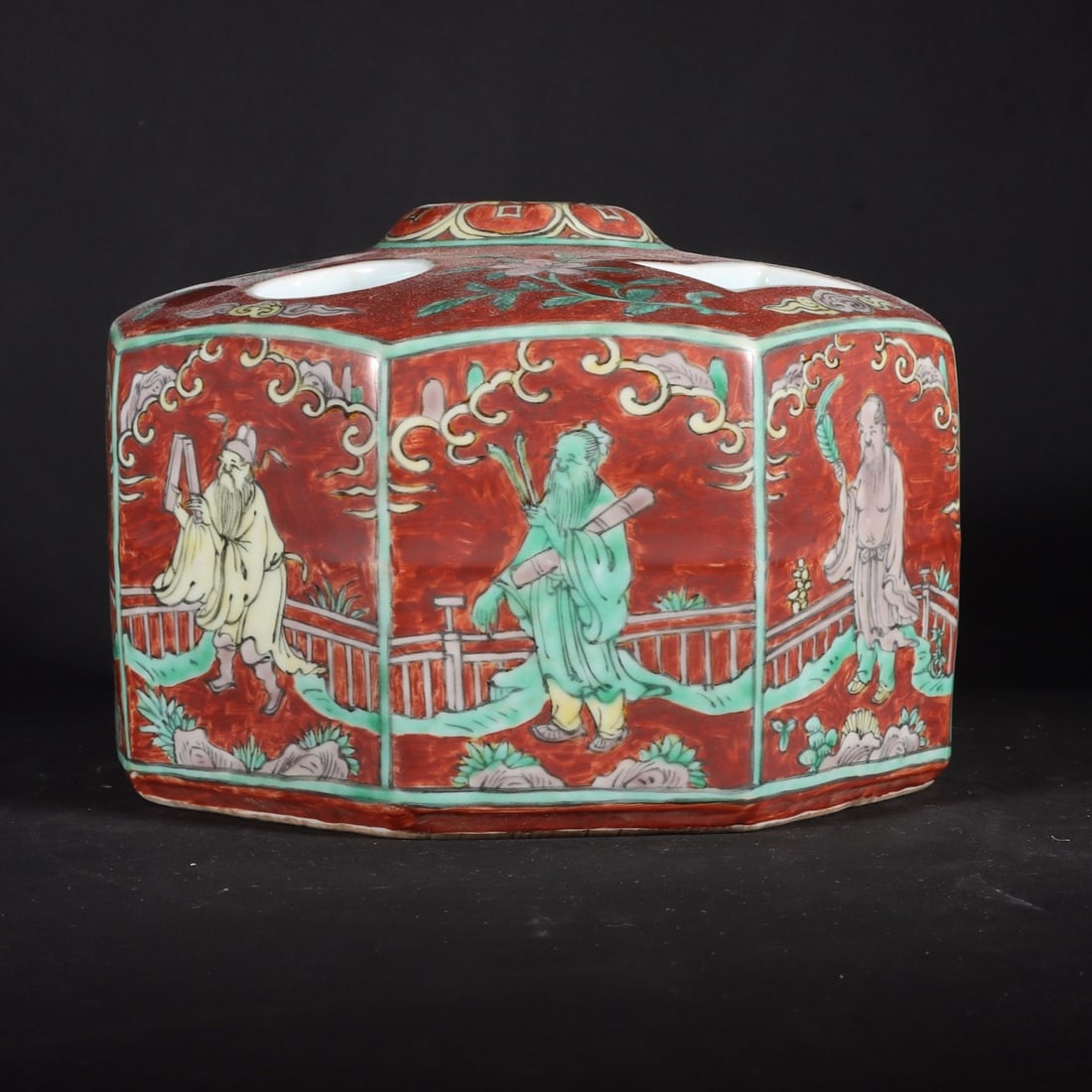 A Exquisite Red Ground Figures Pattern Water Pot - 3