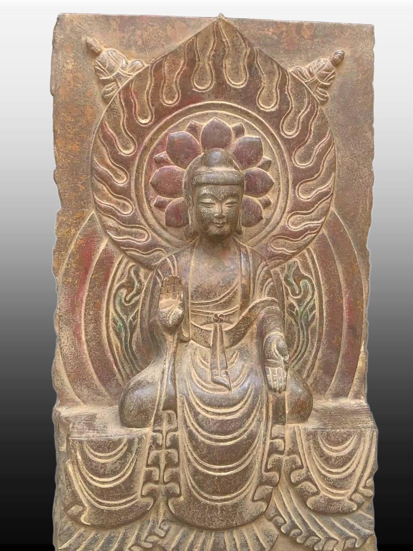 A Exquisite Limestone Buddha Plate - 5