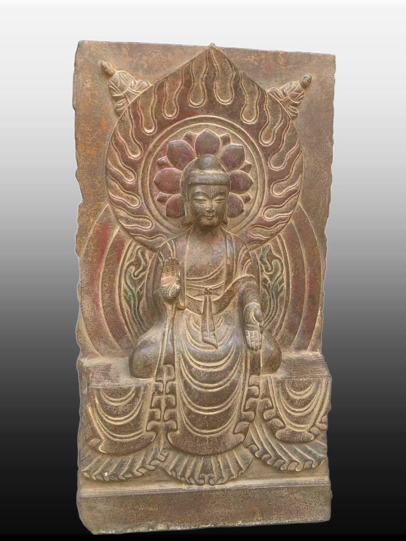 A Exquisite Limestone Buddha Plate - 6