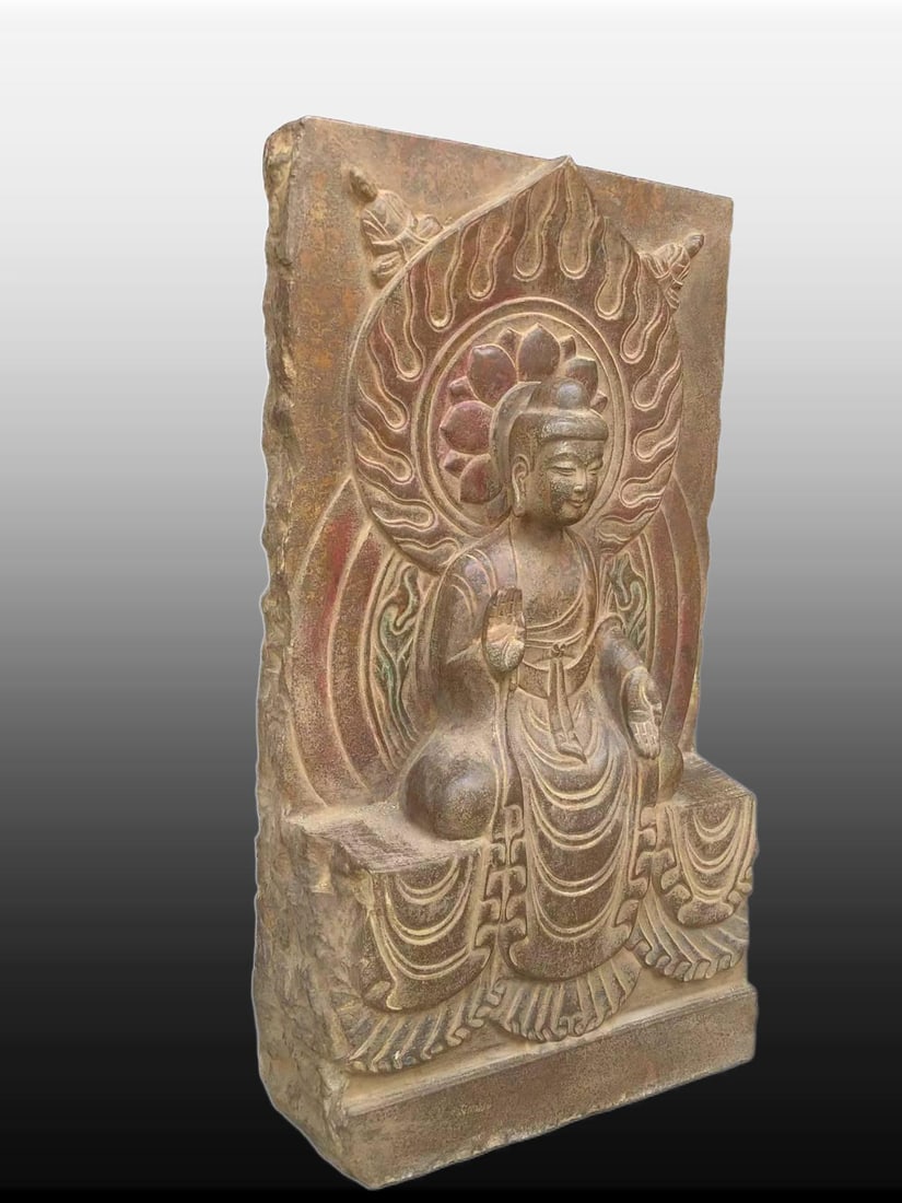 A Exquisite Limestone Buddha Plate - 7