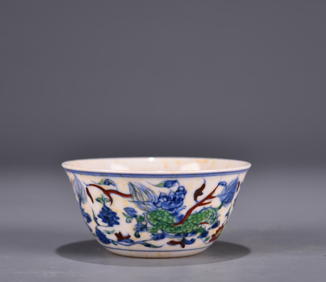 A Exquisite Doucai Auspicious Beast Pattern Cup - 2