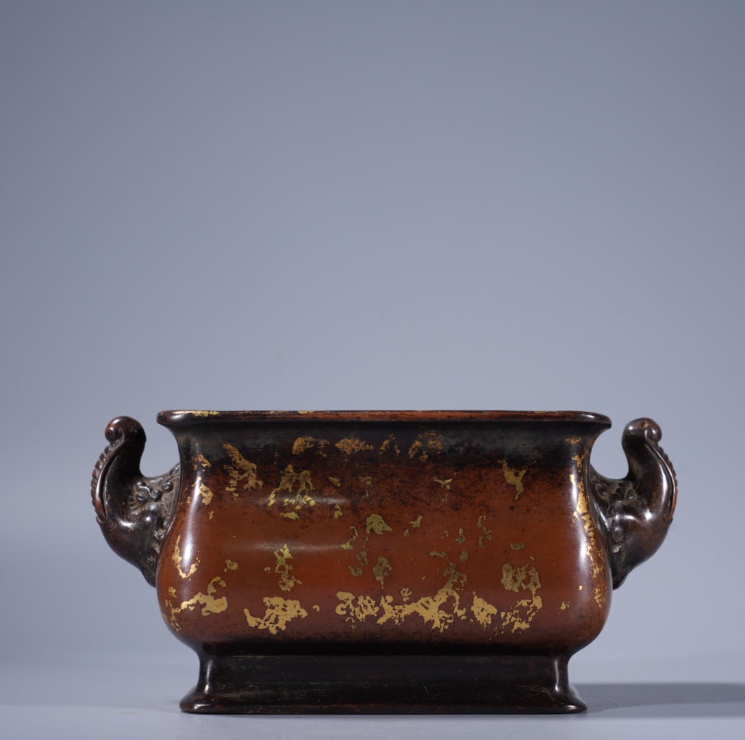 A Exquisite Copper Gold-Splashed Elephant-Ears Censer (1 of 9)