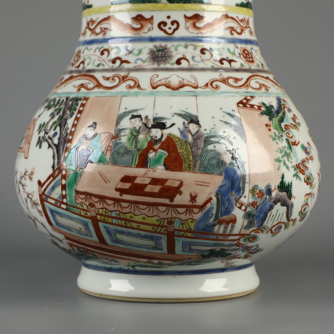 A Exquisite Wucai Figures Pattern Vase - 3