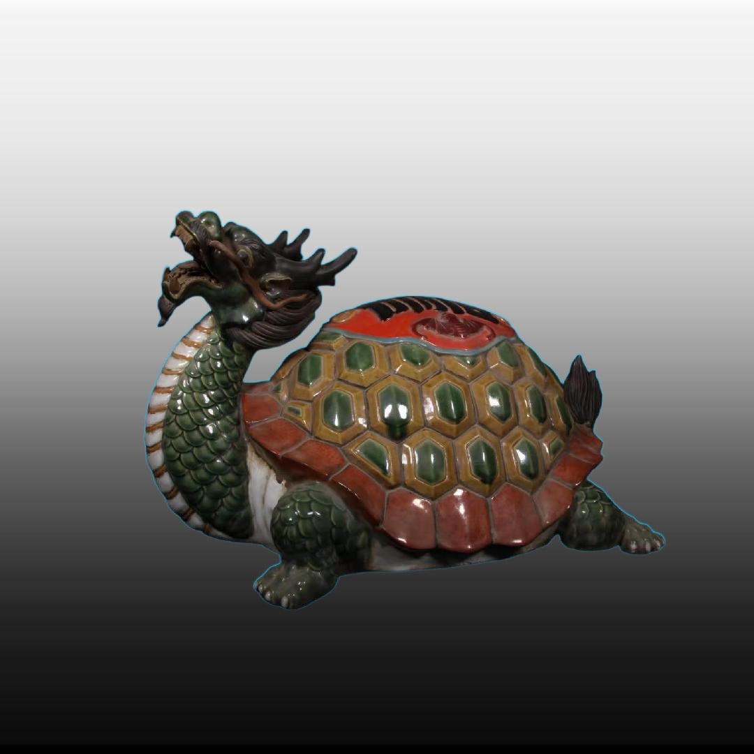 A Exquisite Shiwan Porcelain Tortoise Ornament: A Exquisite Shiwan Porcelain Tortoise Ornament,Qing Dynasty, China,With Mark,Size:20.9inx15.7inx13in 石湾瓷龟摆件,中国清代,带款
