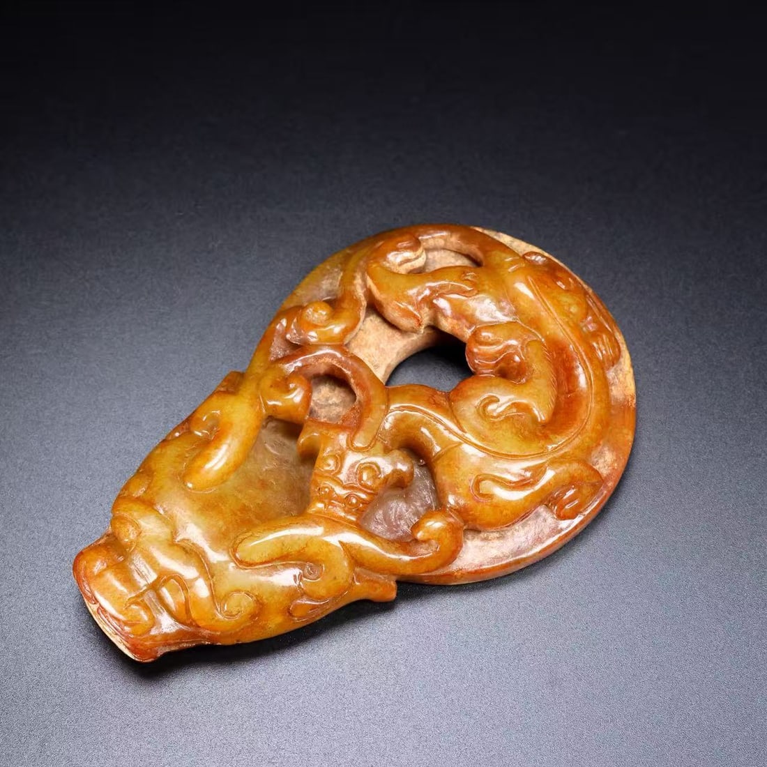 A Exquisite Hotan Jade Dragon Pattern Bi - 4