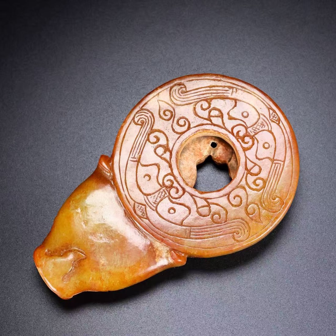 A Exquisite Hotan Jade Dragon Pattern Bi - 5