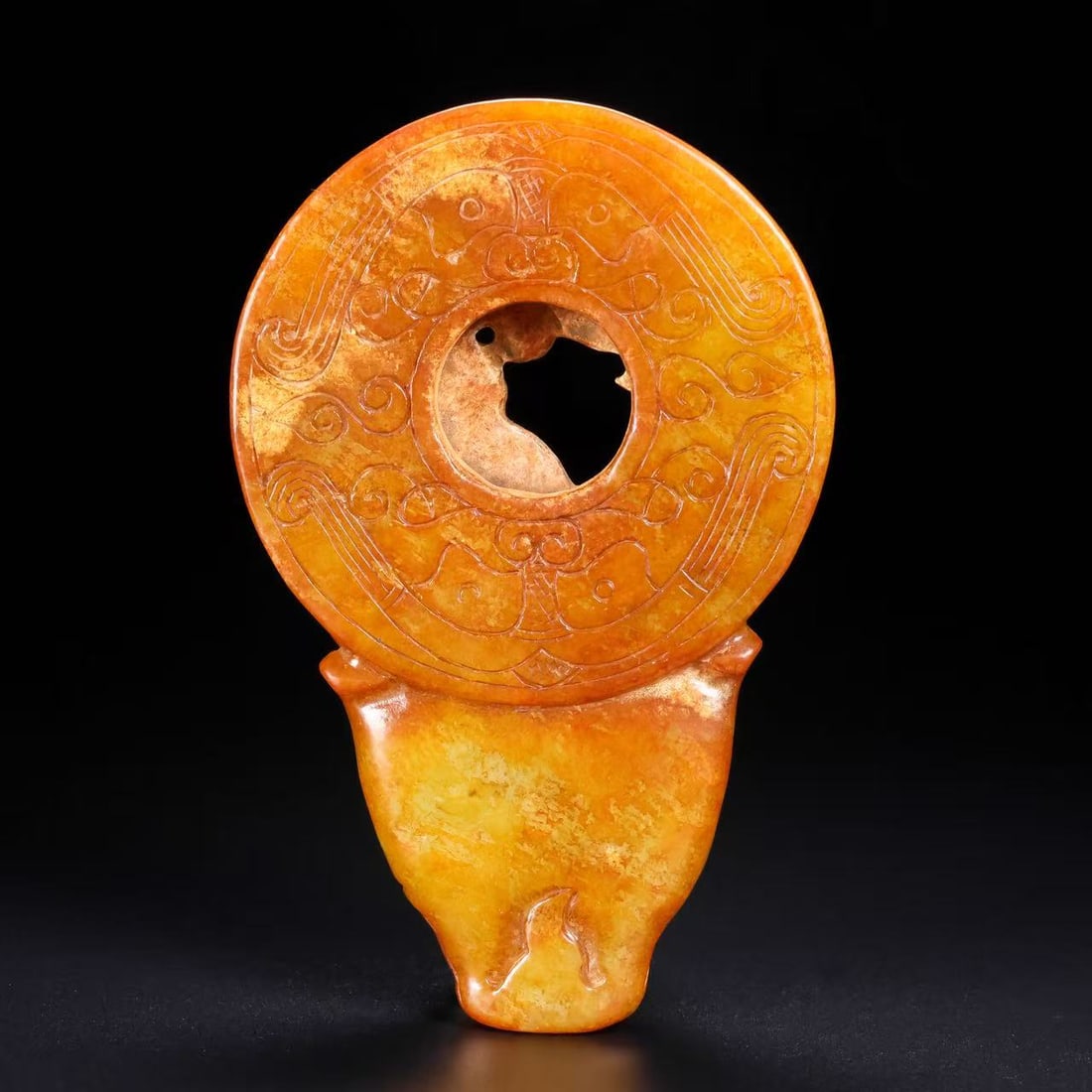 A Exquisite Hotan Jade Dragon Pattern Bi - 9