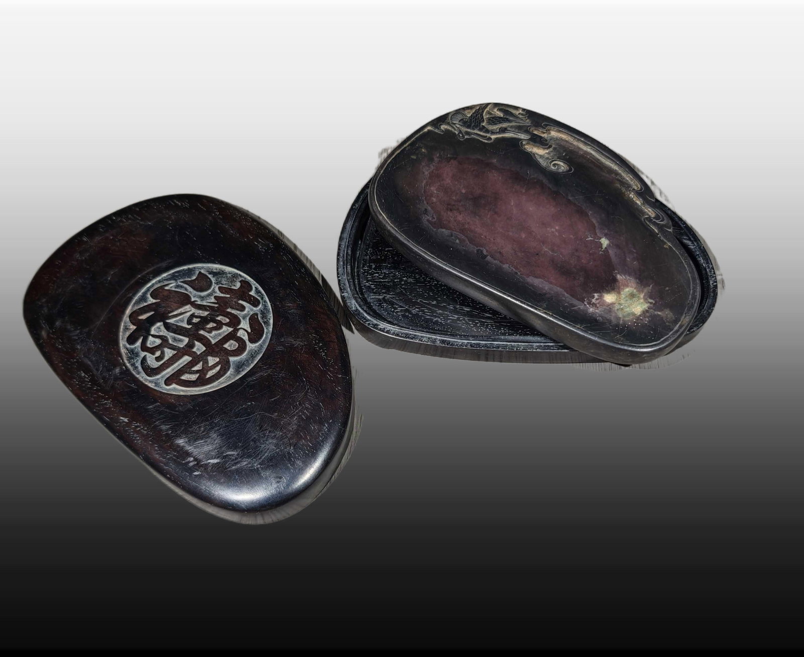 A Exquisite Bats and Peach Pattern Inkstone - 2