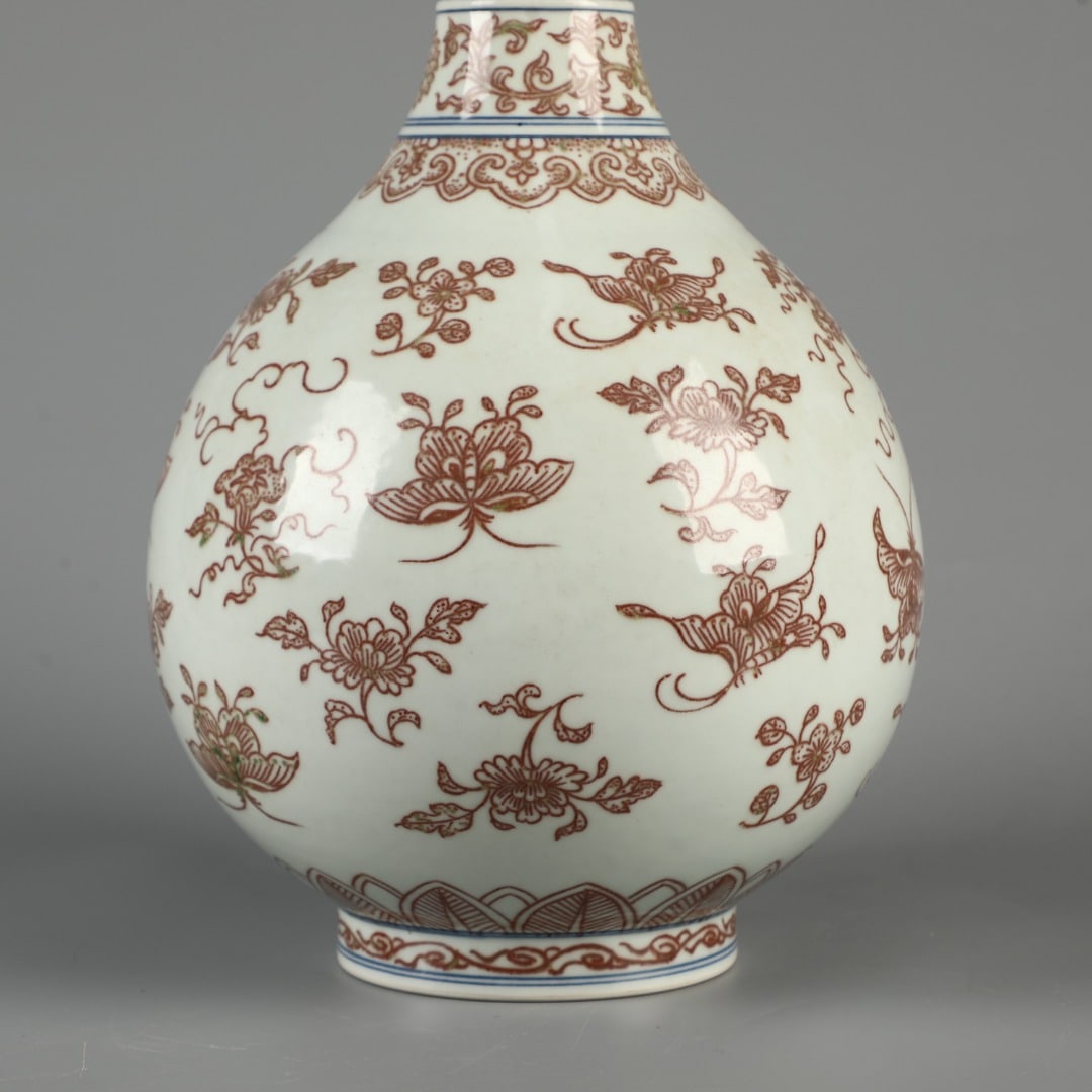 A Exquisite Underglaze-Red Flower Pattern Vase - 3