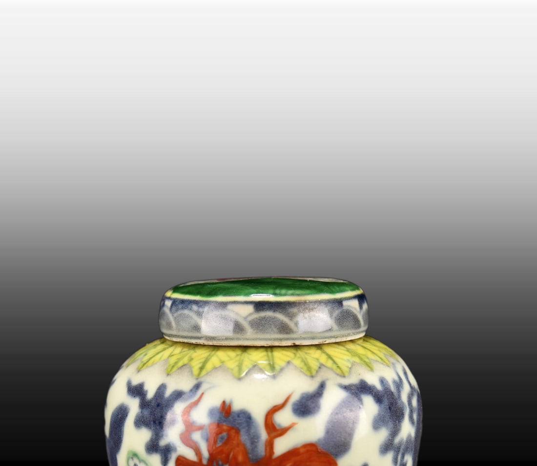 A Exquisite Doucai Horse Pattern Jar - 2