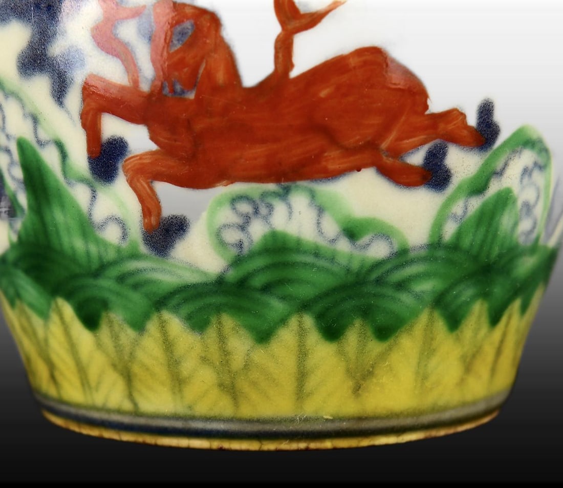 A Exquisite Doucai Horse Pattern Jar - 3