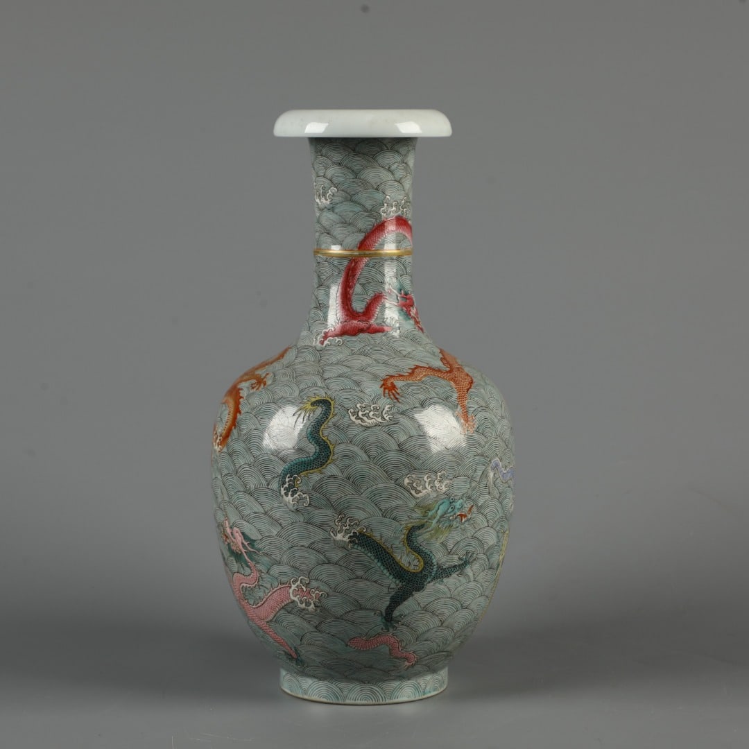 A Exquisite Iron-Red Dragon Pattern Vase - 5