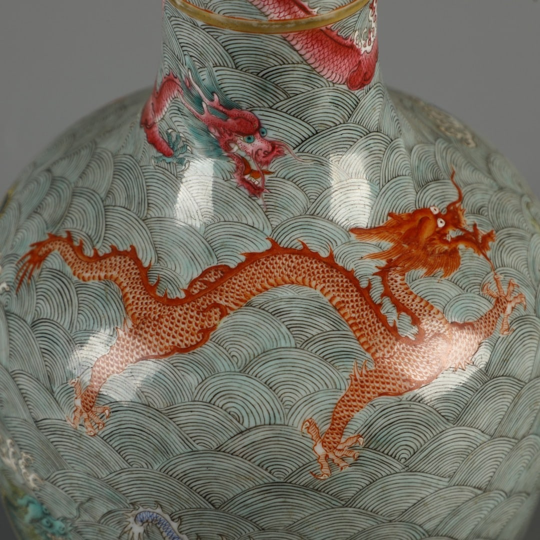 A Exquisite Iron-Red Dragon Pattern Vase - 7